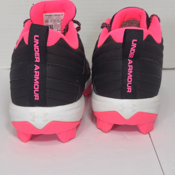 Under Armour Black and Pink Cleats Womens Sz 5.5Y Baseboll - Picture 11 of 12